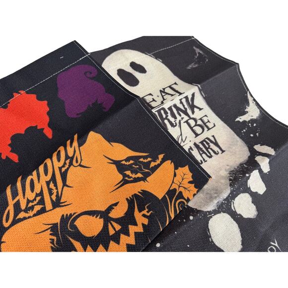 NWT 2 Pack 12 x 18 Halloween Flag Hocus Pocus Sandersons Eat Drink Be Scary - Picture 1 of 6